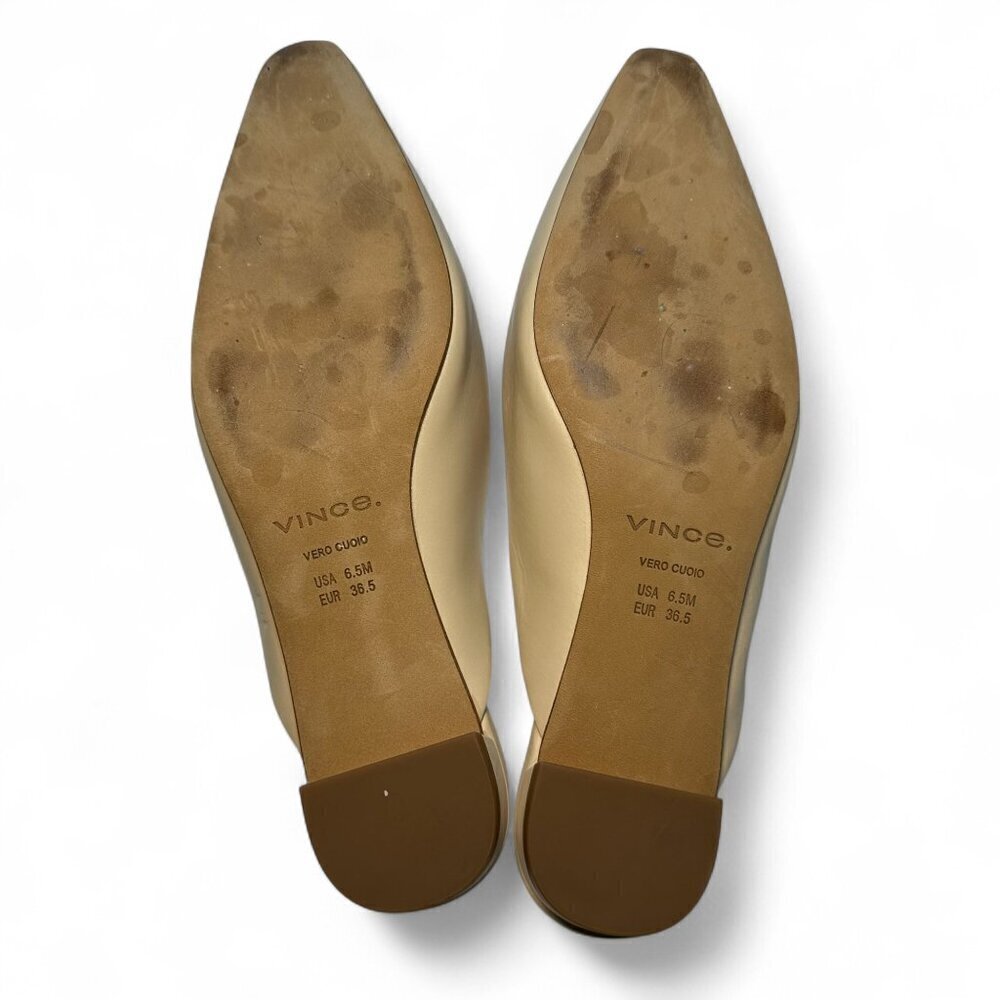 VINCE Women's Pointed Toe Ana Leather Flat Mule - Size 6.5, Beige NWOB - Picture 5 of 13